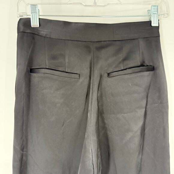 Babaton Aritzia Vogue Satin Pant Women's Size 0 Black High-Rise Pleated Straight - Picture 6 of 10